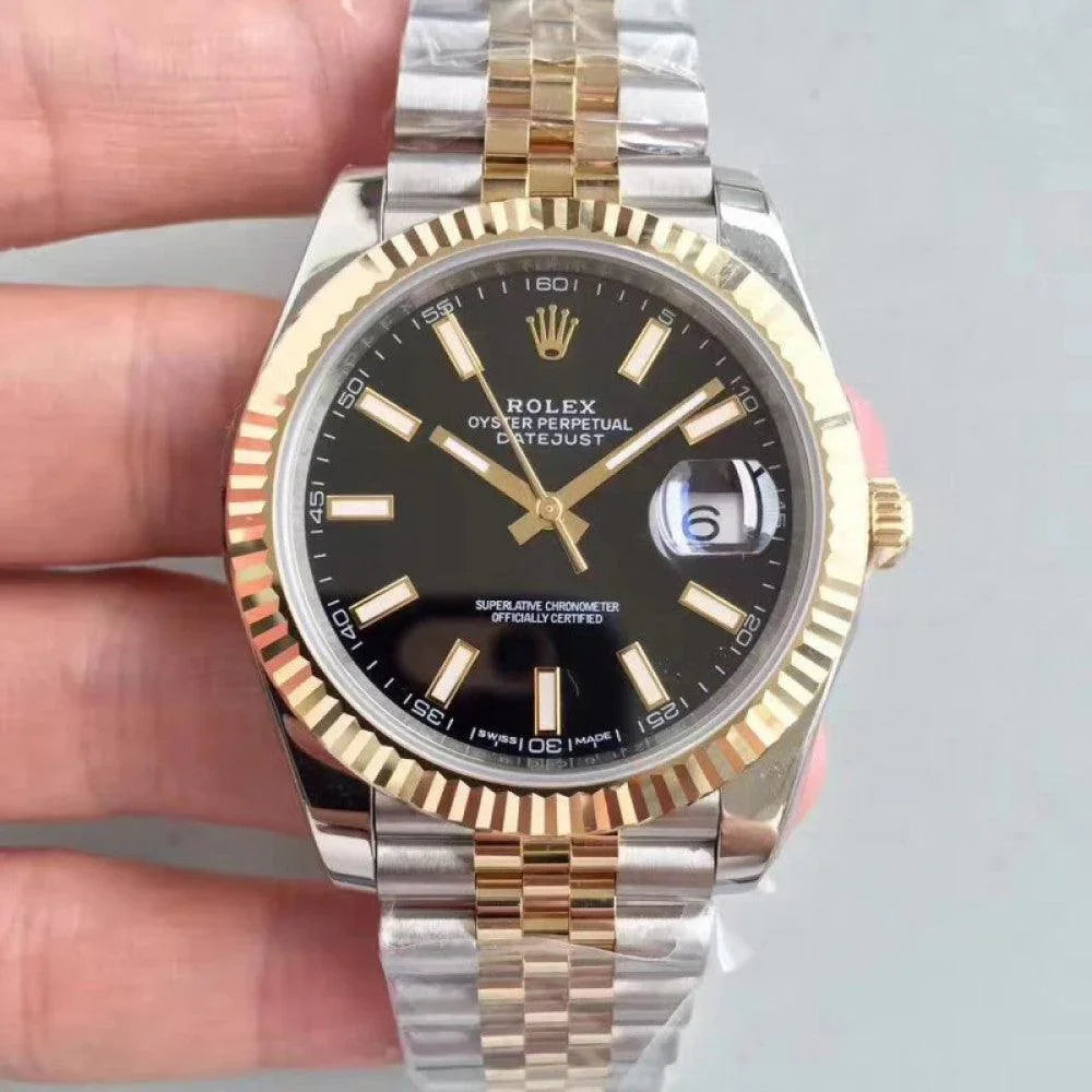 Rolex Datejust II Two Tone Black Stick Dial Jubilee 41mm