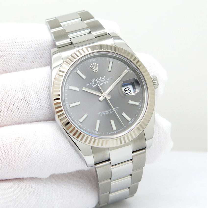 Rolex Datejust 41mm Steel Slate Stick Dial Oyster 126334