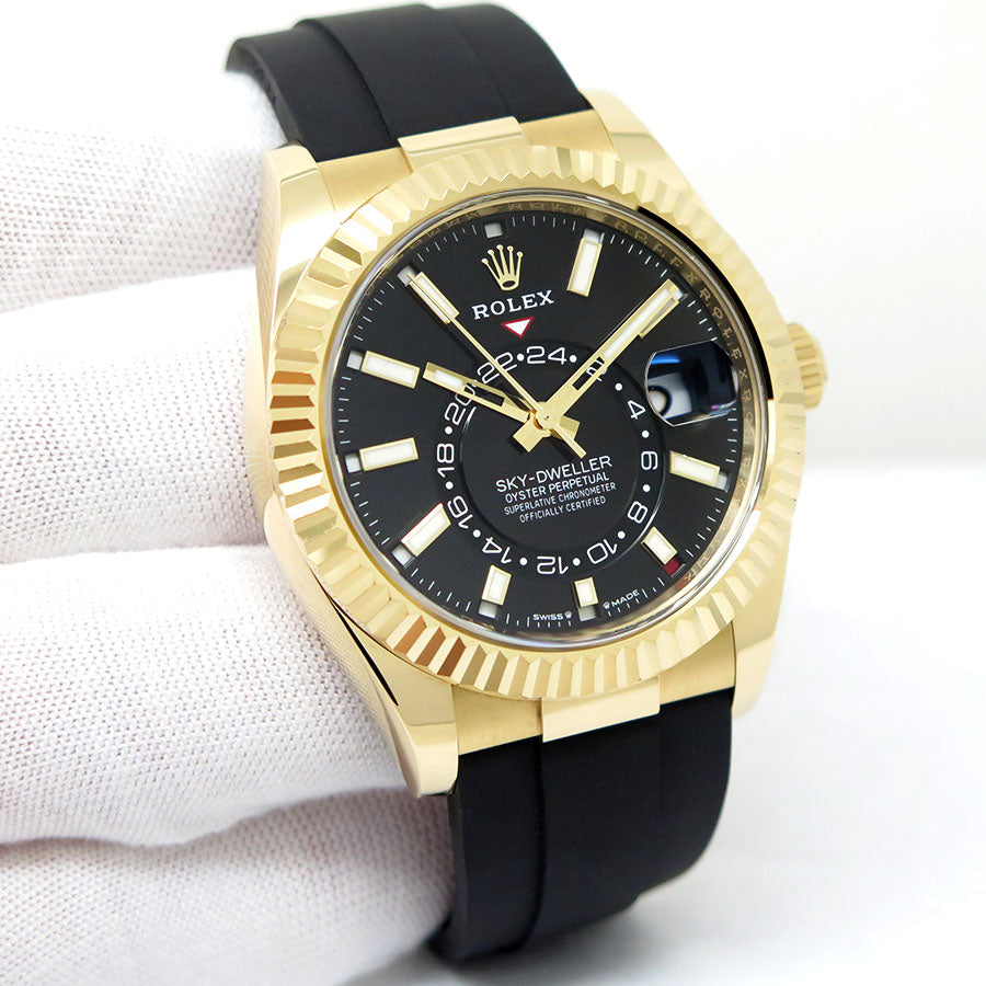 Rolex Sky Dweller Gold Black Dial Oysterflex 336238