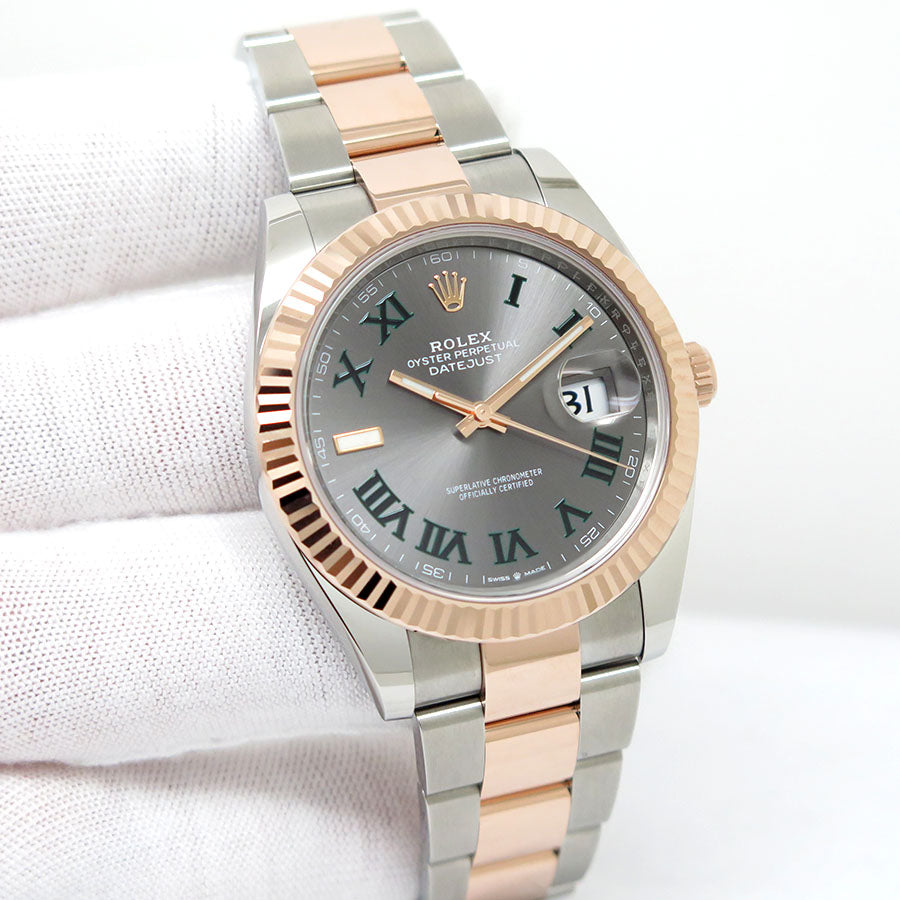 Rolex Datejust 41mm Steel Rose Gold Wimbledon Dial 126331