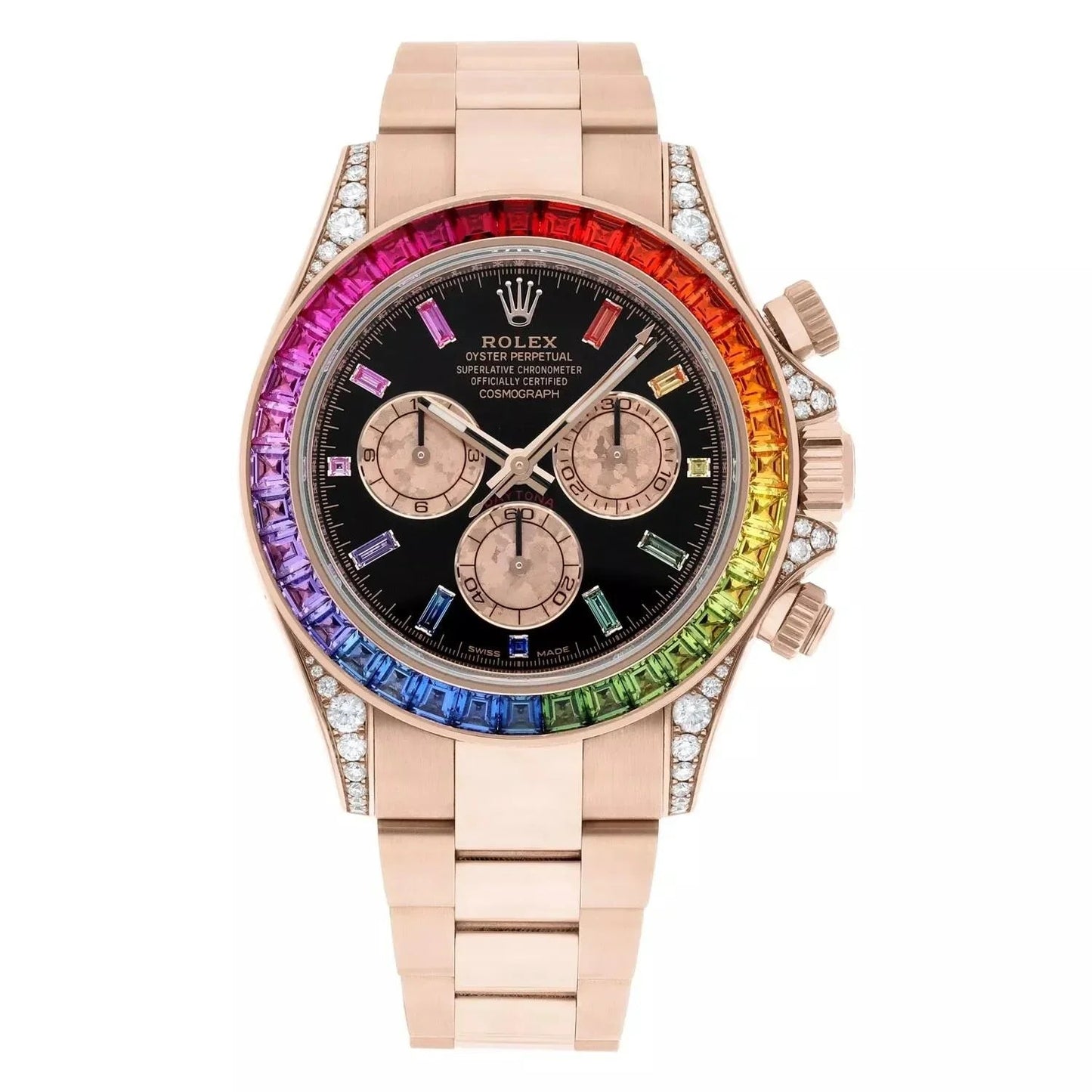 Rolex Daytona Cosmograph Rose Gold Oyster Crystal Dial Rainbow 116595