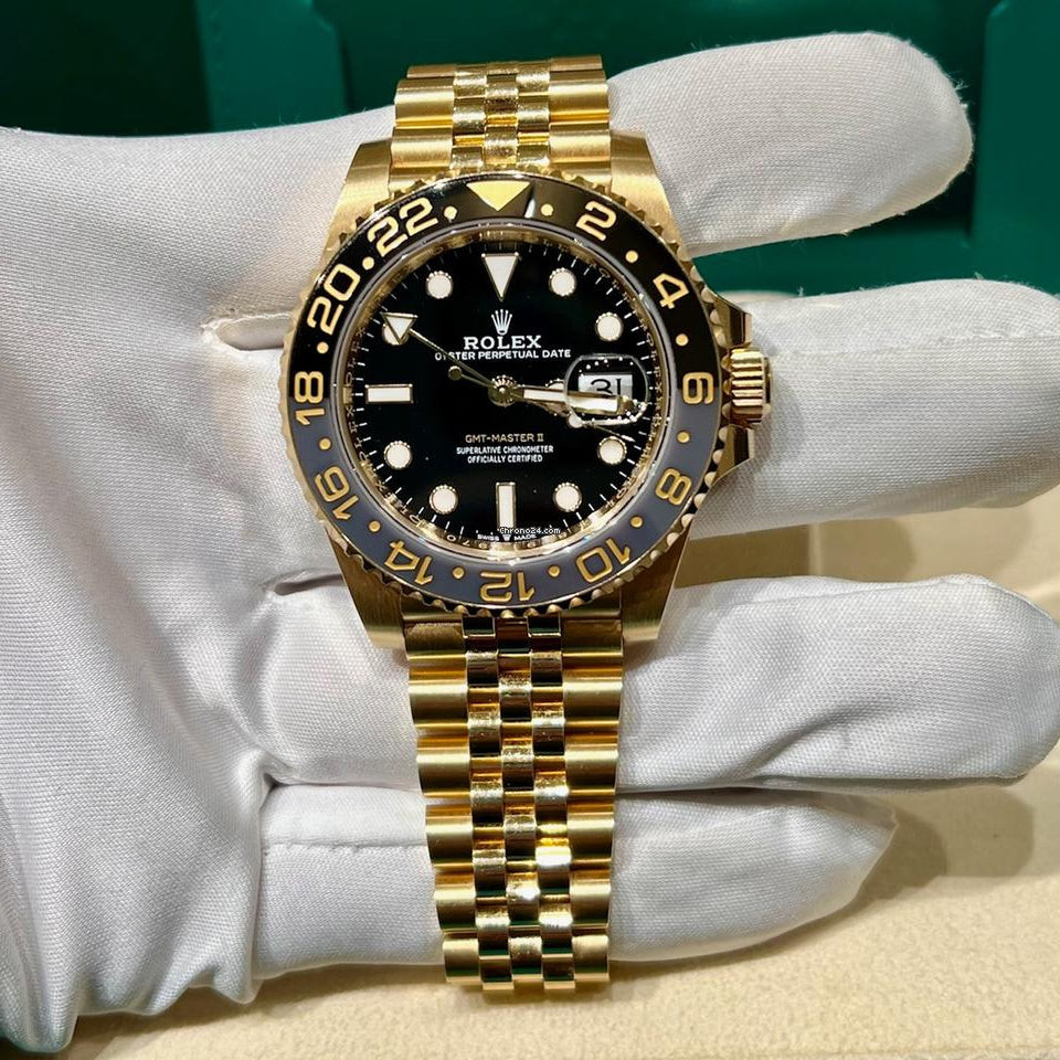Rolex GMT-Master II Yellow Gold Black Dial Jubilee 126718