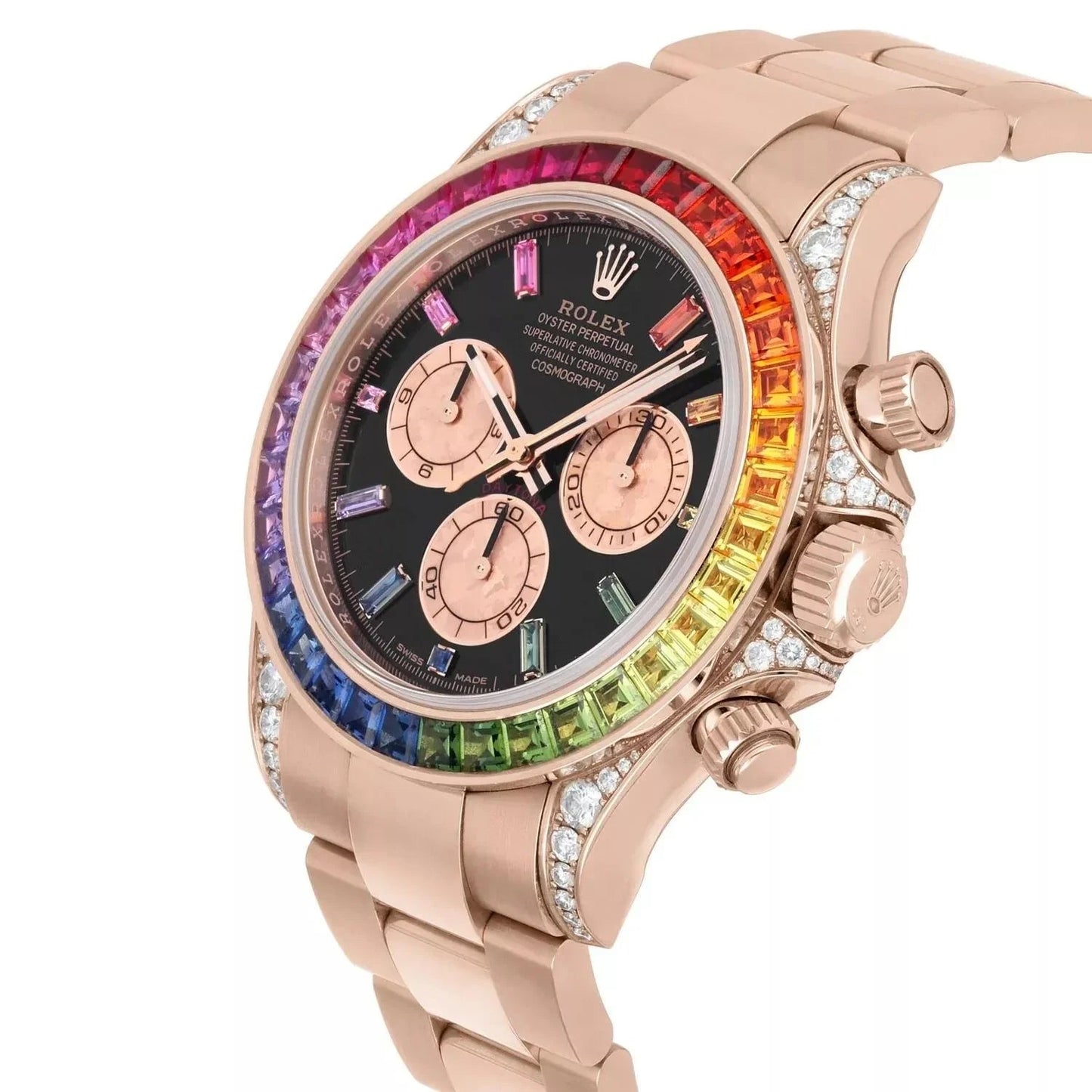 Rolex Daytona Cosmograph Rose Gold Oyster Crystal Dial Rainbow 116595