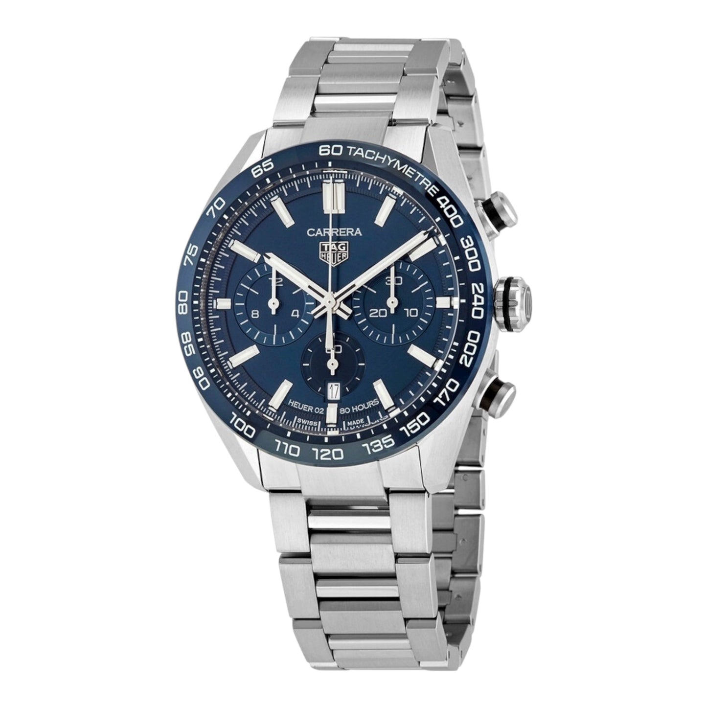 Tag Heuer Carrera Calibre 02 Chronograph Steel Blue Dial 44mm CBN2A1A.BA0643