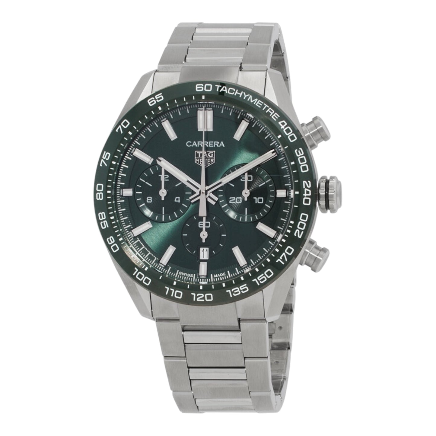 Tag Heuer Carrera Calibre 02 Chronograph Steel Green Dial 44mm CBN2A1N.BA0643