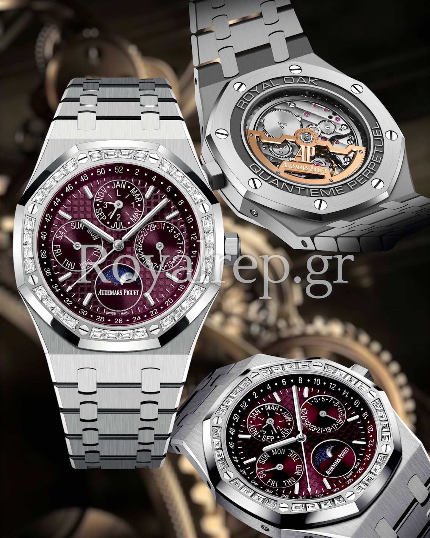 Audemars Piguet Royal Oak Perpetual Calendar Special Purple Dial Crystal Bezel 41mm 26598BC