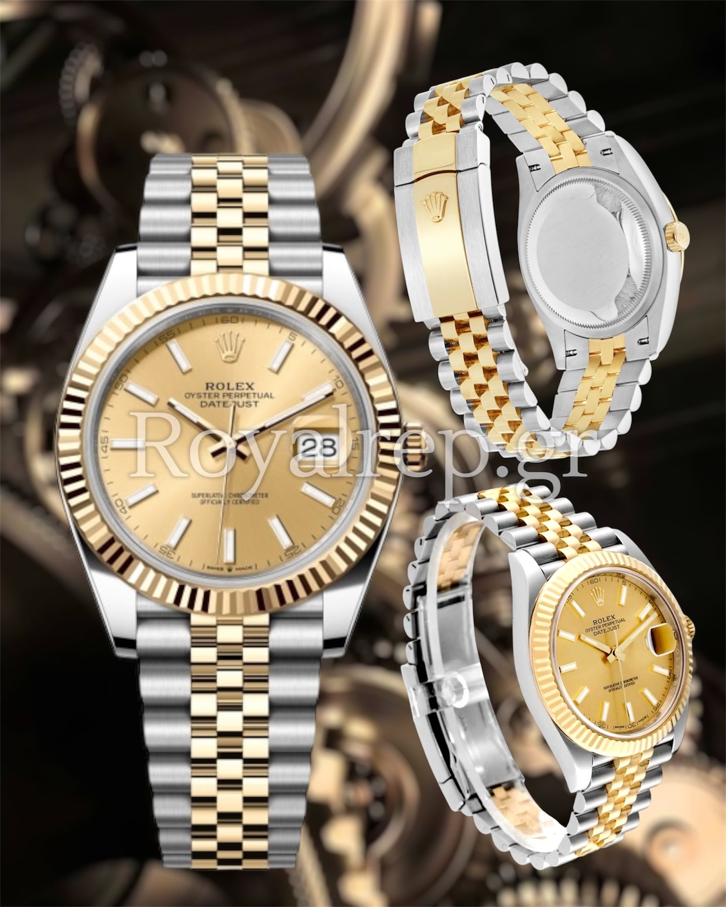 Rolex Datejust 41mm Fluted Champagne Dial Jubilee Steel Gold 126333