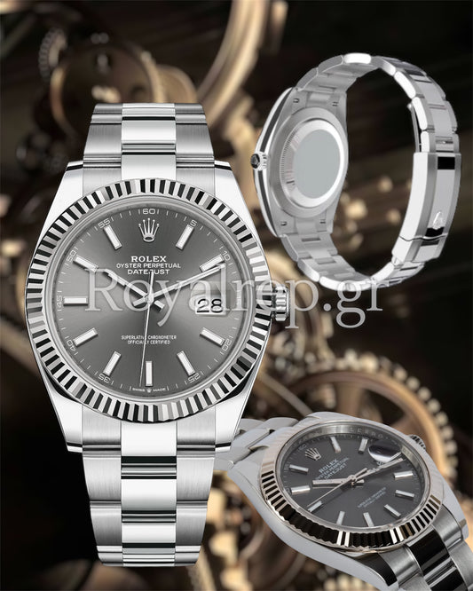 Rolex Datejust 41mm Steel Slate Stick Dial Oyster 126334