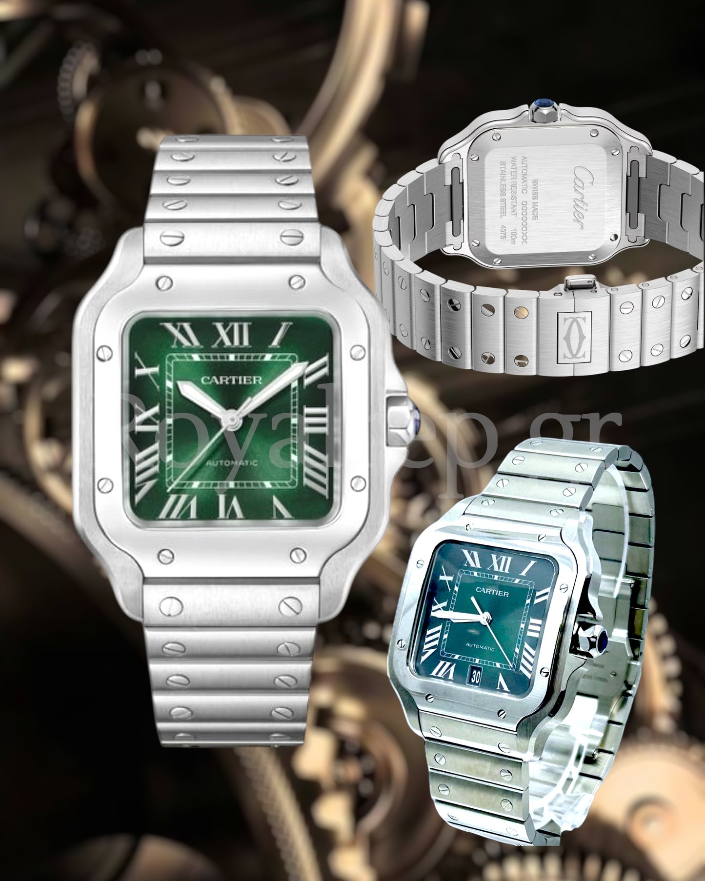 Cartier Santos De Cartier Large Steel Green Dial 40mm WSSA0061