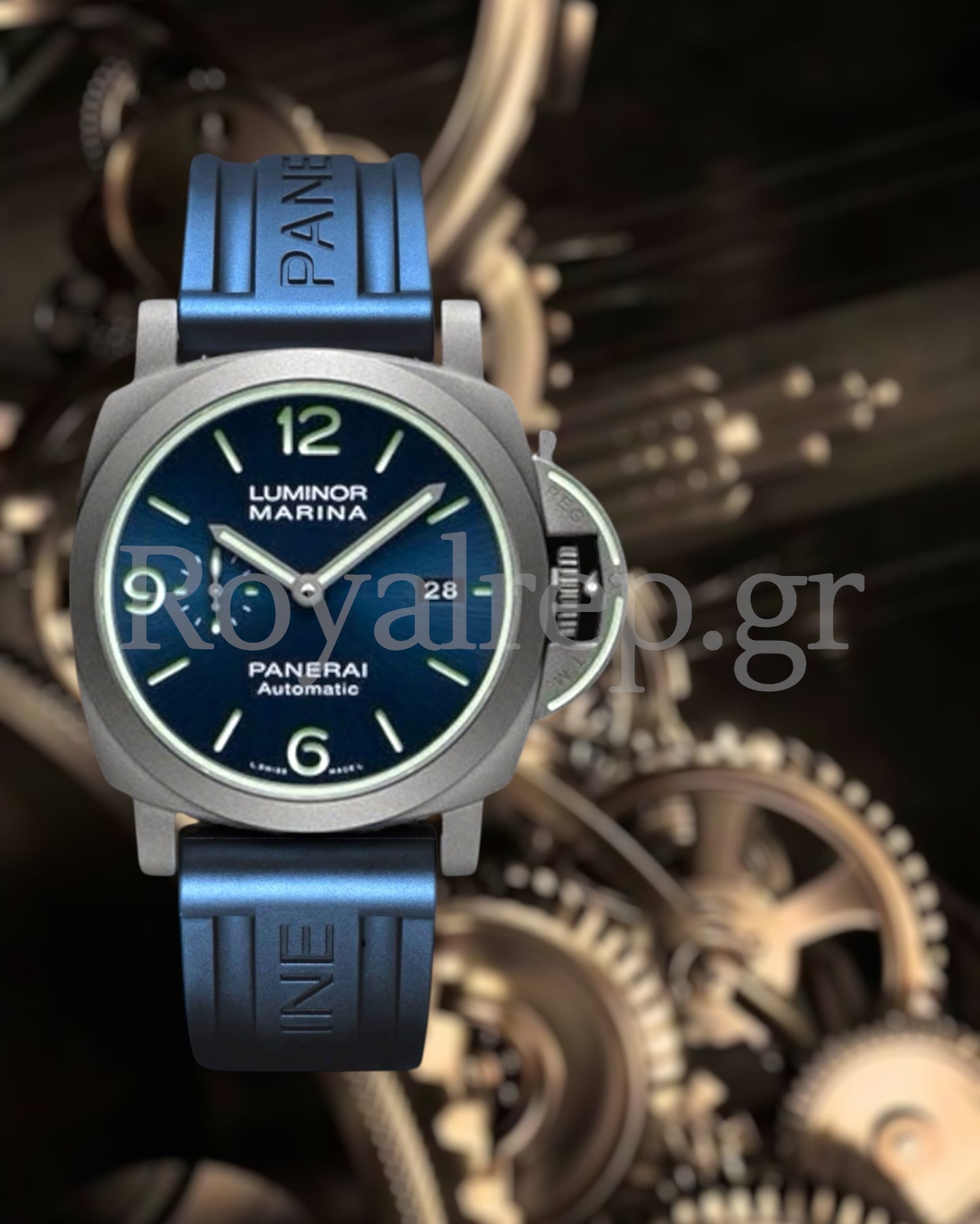 Panerai Luminor Marina "70 Years Of Luminor" Blue Dial Sundblasted Titanium Blue Rubber Strap 44 mm PAM01117