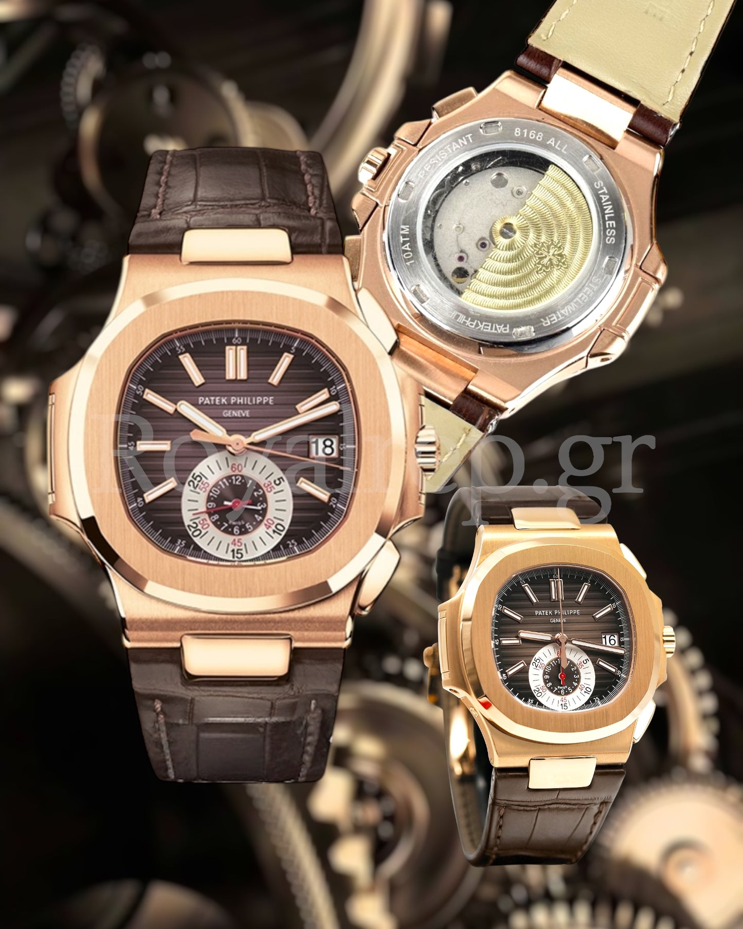 Patek Philippe Nautilus Rose Gold Brown Leather 40.5mm 5980R-001