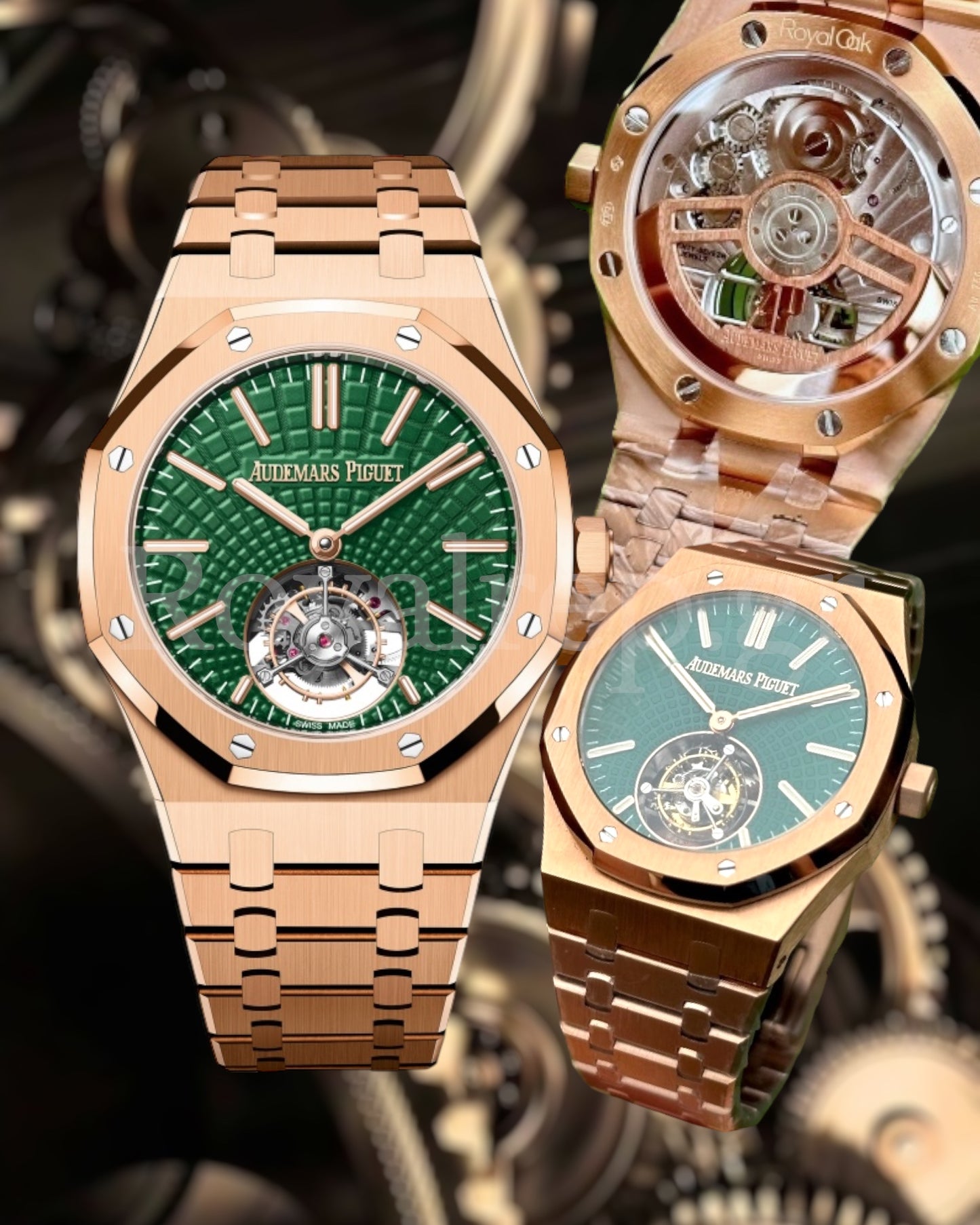 Audemars Piguet Royal Oak Flying Tourbillon Rose Gold Green Dial 41mm 26533OR.OO.1220OR.01