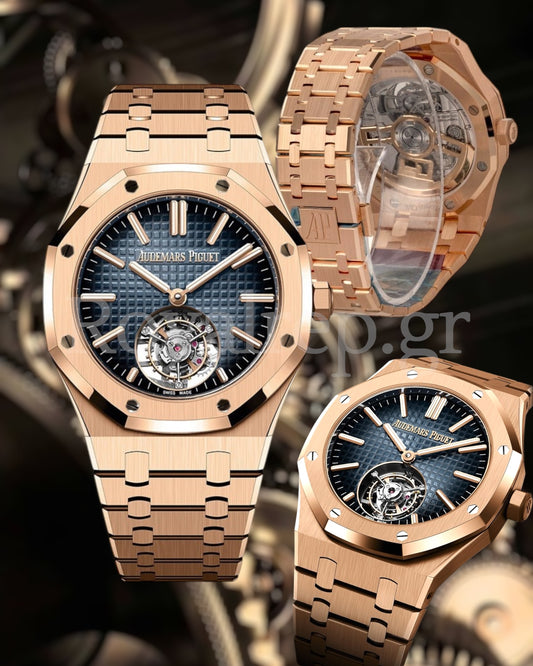Audemars Piguet Royal Oak Flying Tourbillon Rose Gold Blue Dial 41mm 26512ST