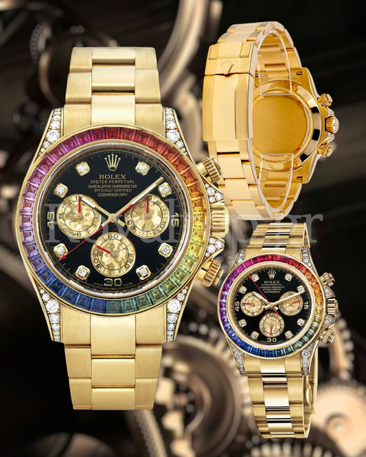 Rolex Daytona Cosmograph Gold Black Dial Rainbow 116598RBOW