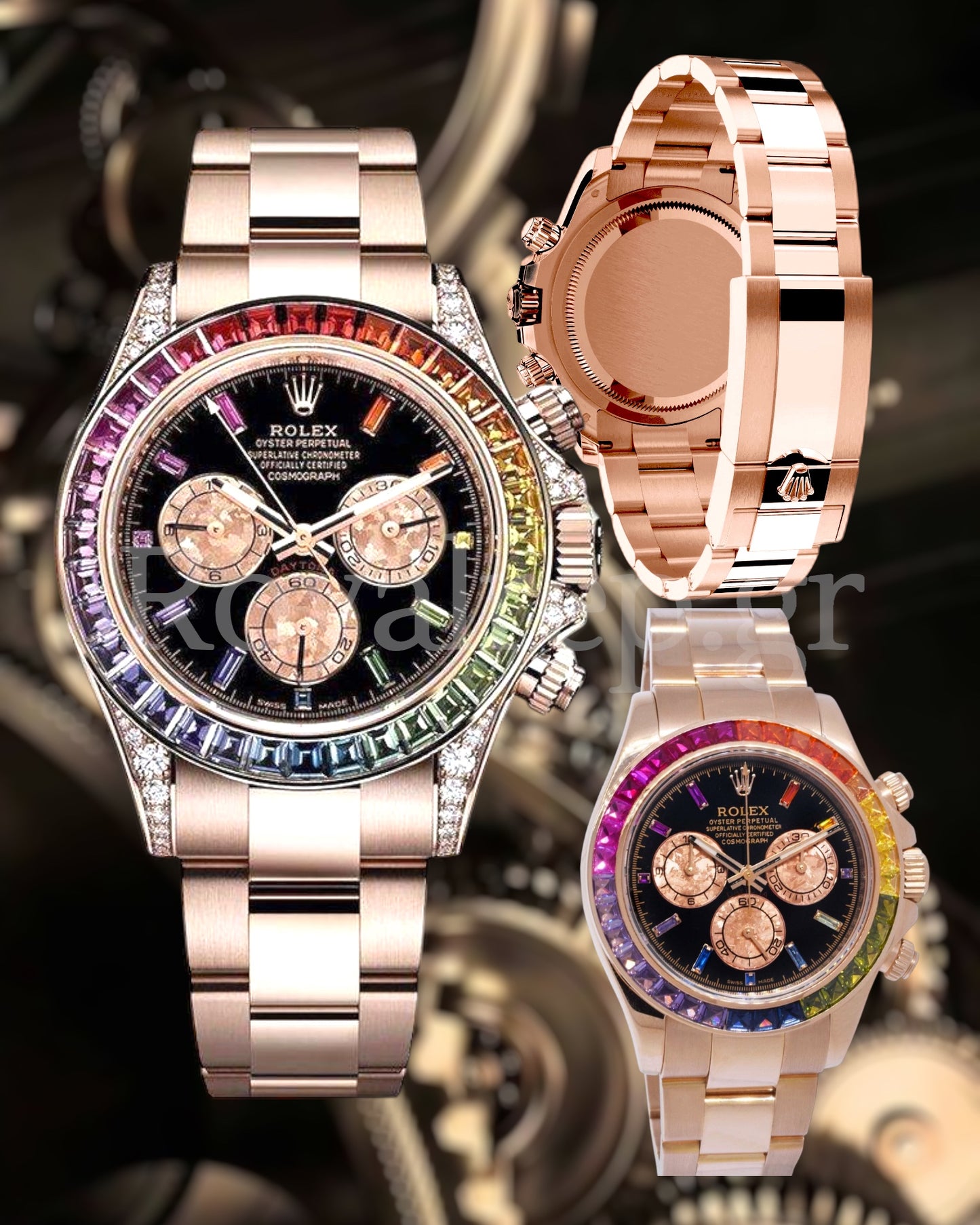 Rolex Daytona Cosmograph Rose Gold Oyster Crystal Dial Rainbow 116595