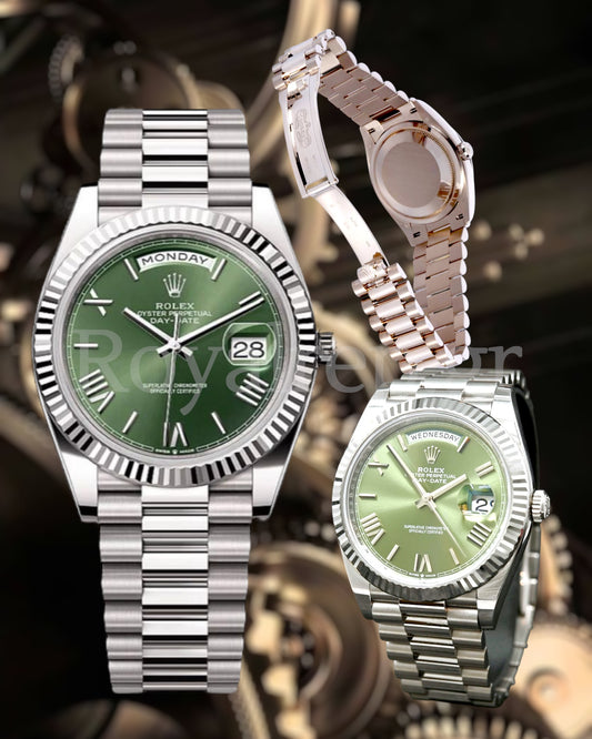 Rolex Day-Date White Gold Olive Green Dial 40mm