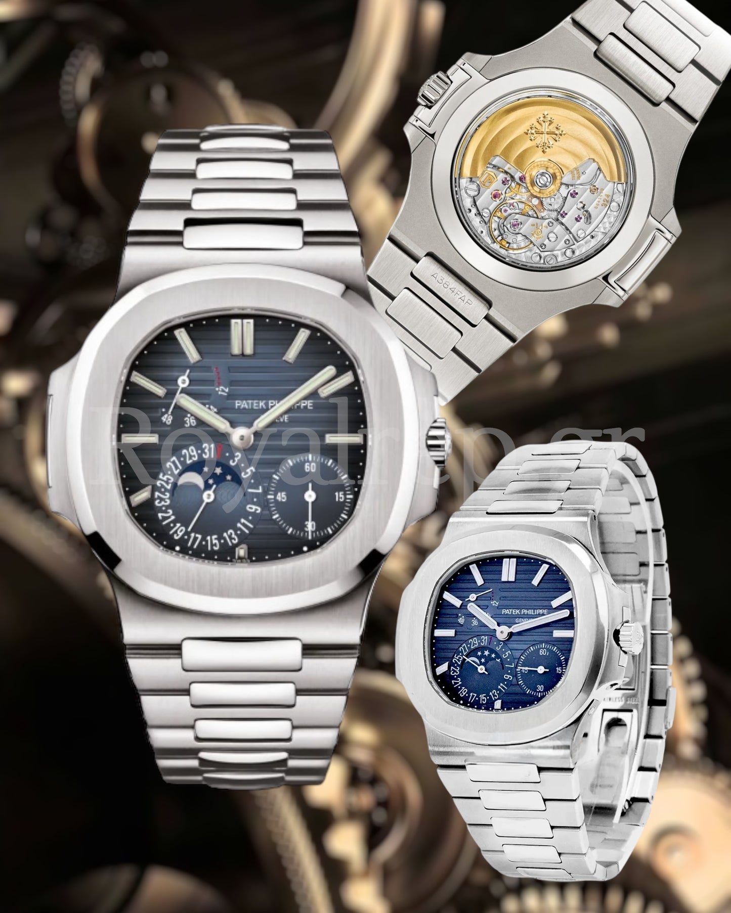 Patek Philippe Nautilus Moon Phases Power Reserve Steel Blue Dial 40.5mm 5712/1A-001