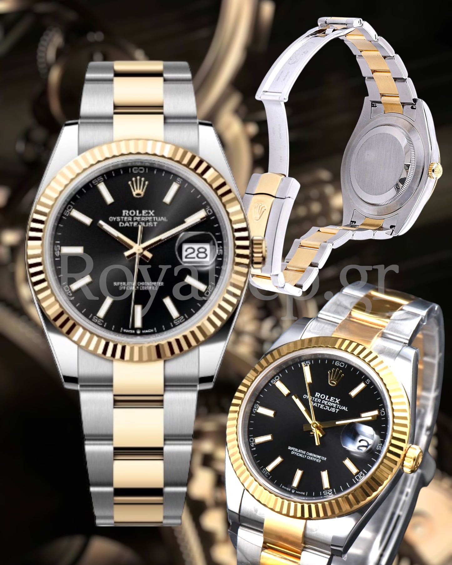 Rolex Datejust Black Dial Steel Yellow Gold Oyster 41mm