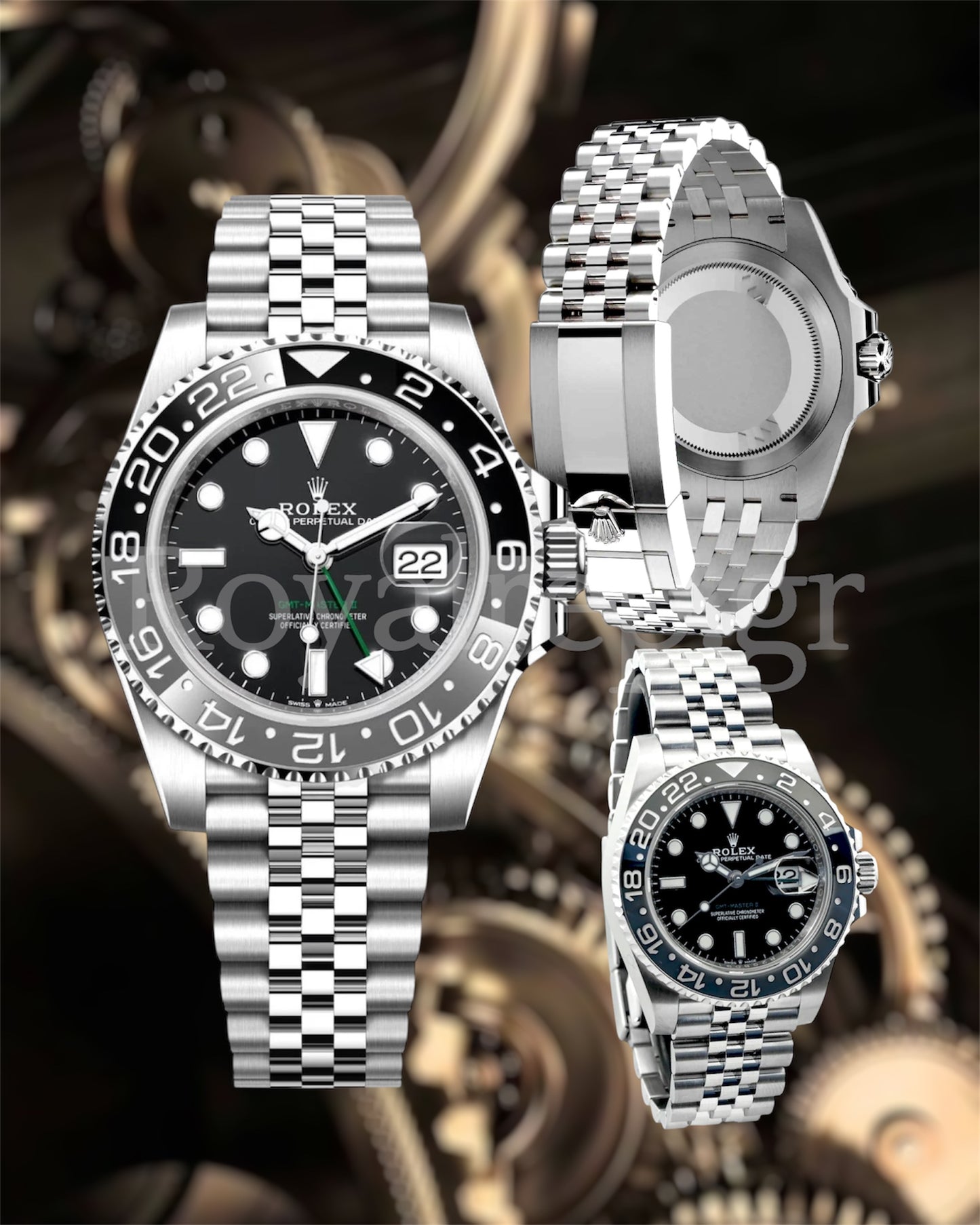 Rolex GMT-Master II Black Gray Bruce Wayne Bezel Jubilee Steel 126710