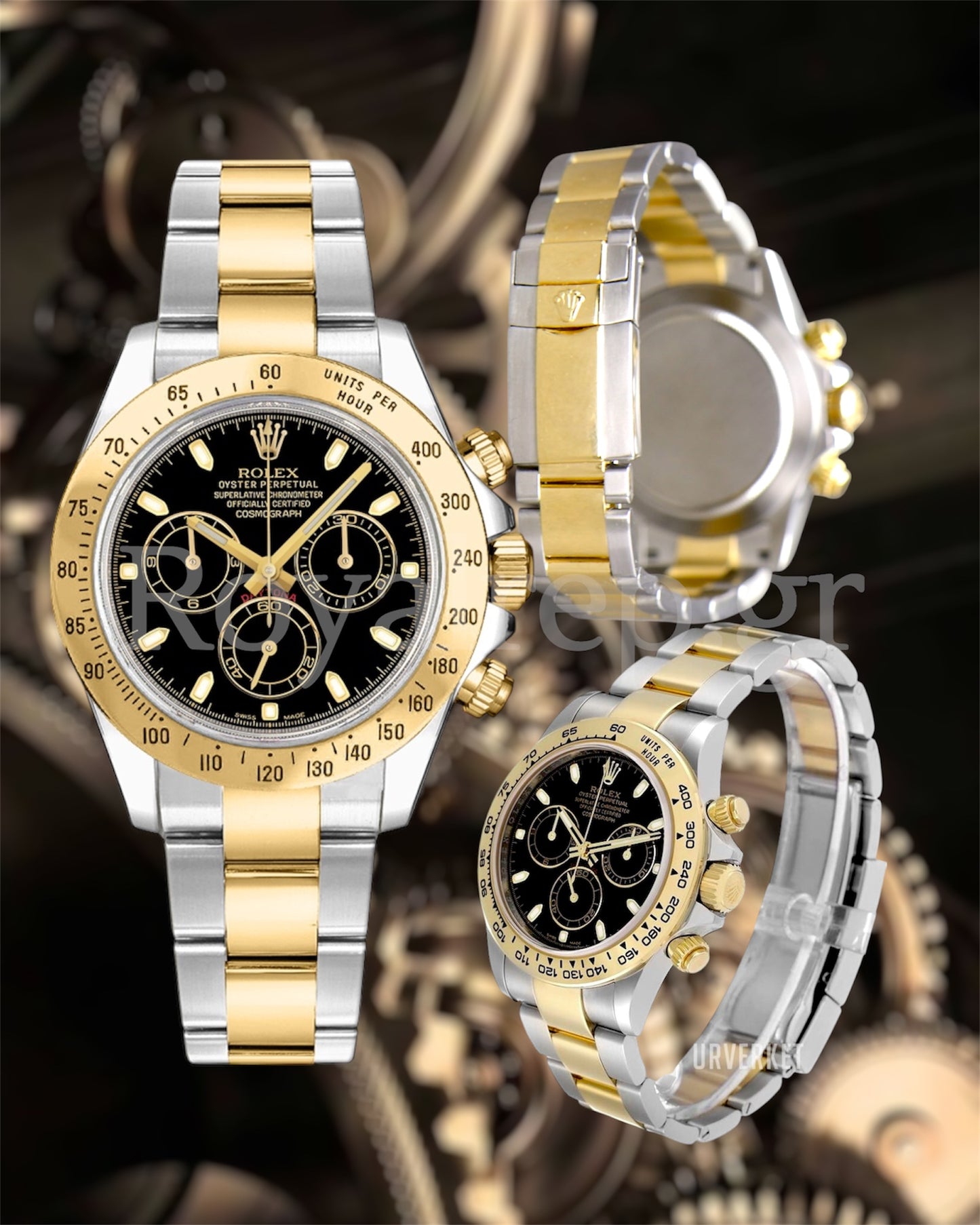 Rolex Daytona Steel Gold Black Dial 116523