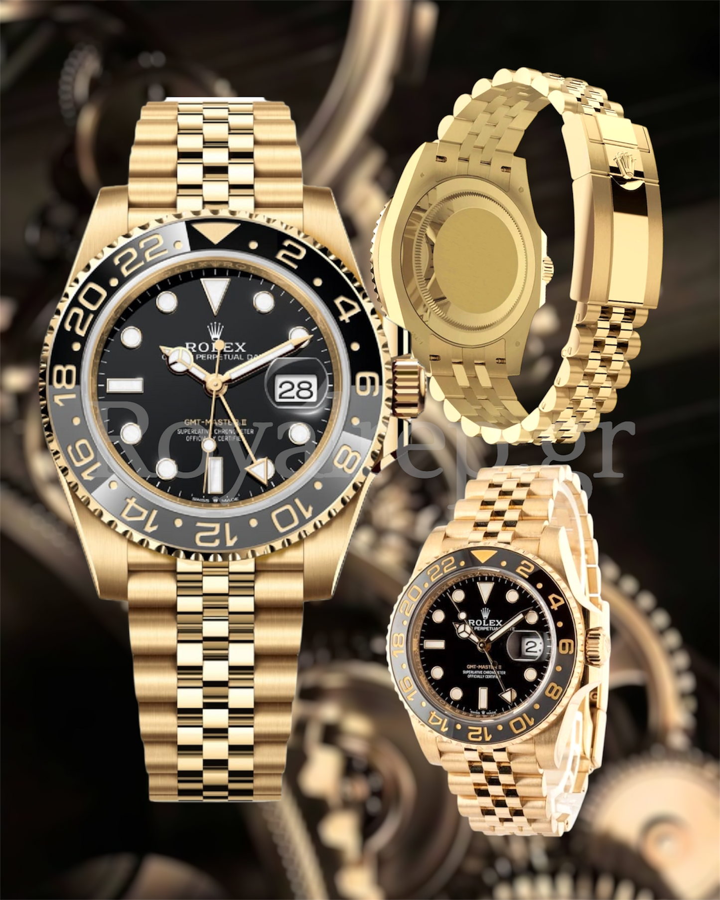 Rolex GMT-Master II Yellow Gold Black Dial Jubilee 126718