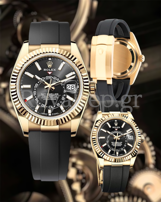 Rolex Sky Dweller Gold Black Dial Oysterflex 336238