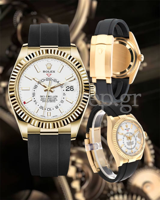 Rolex Sky Dweller Gold White Dial Oysterflex 326238