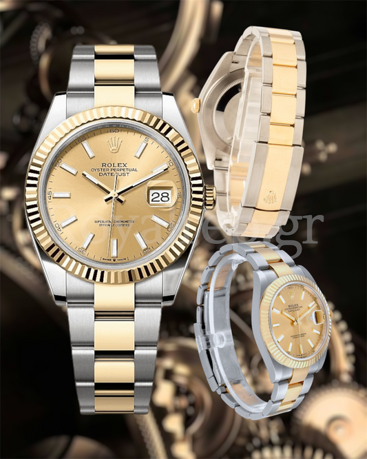 Rolex Datejust 41mm Steel Gold Champagne Dial Oyster 126333
