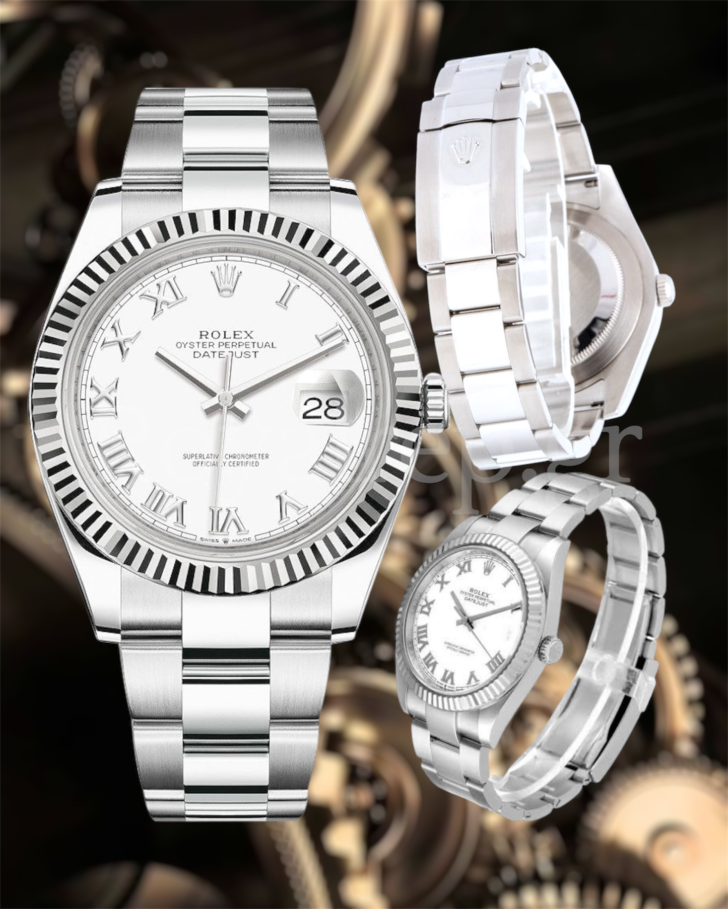 Rolex Datejust 41mm Steel White Roman Dial 126334