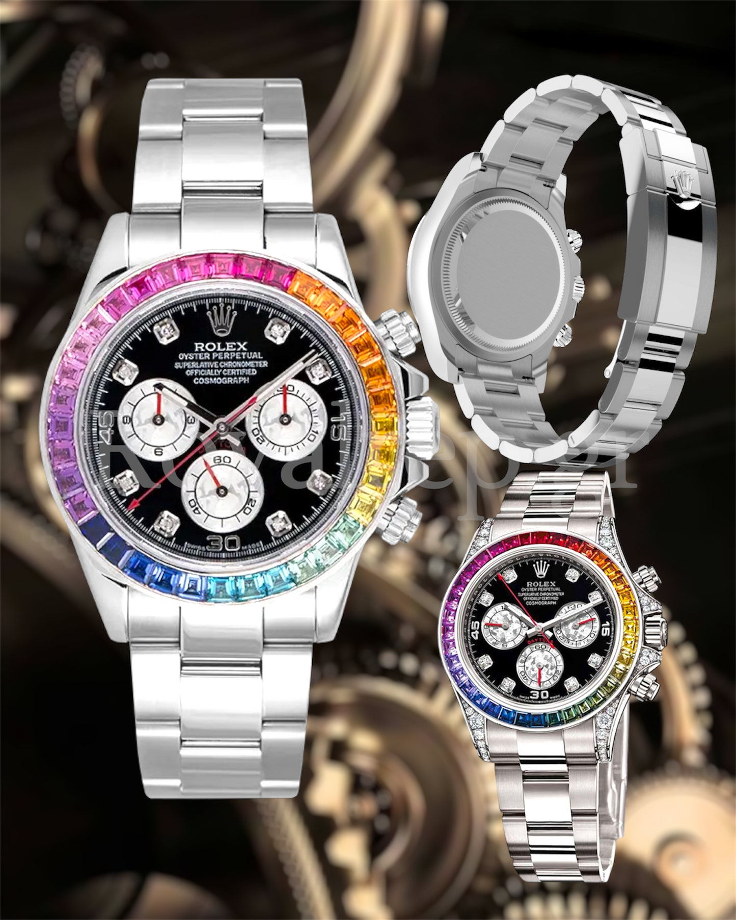 Rolex Daytona Cosmograph Steel Black Dial Rainbow 116598RBOW