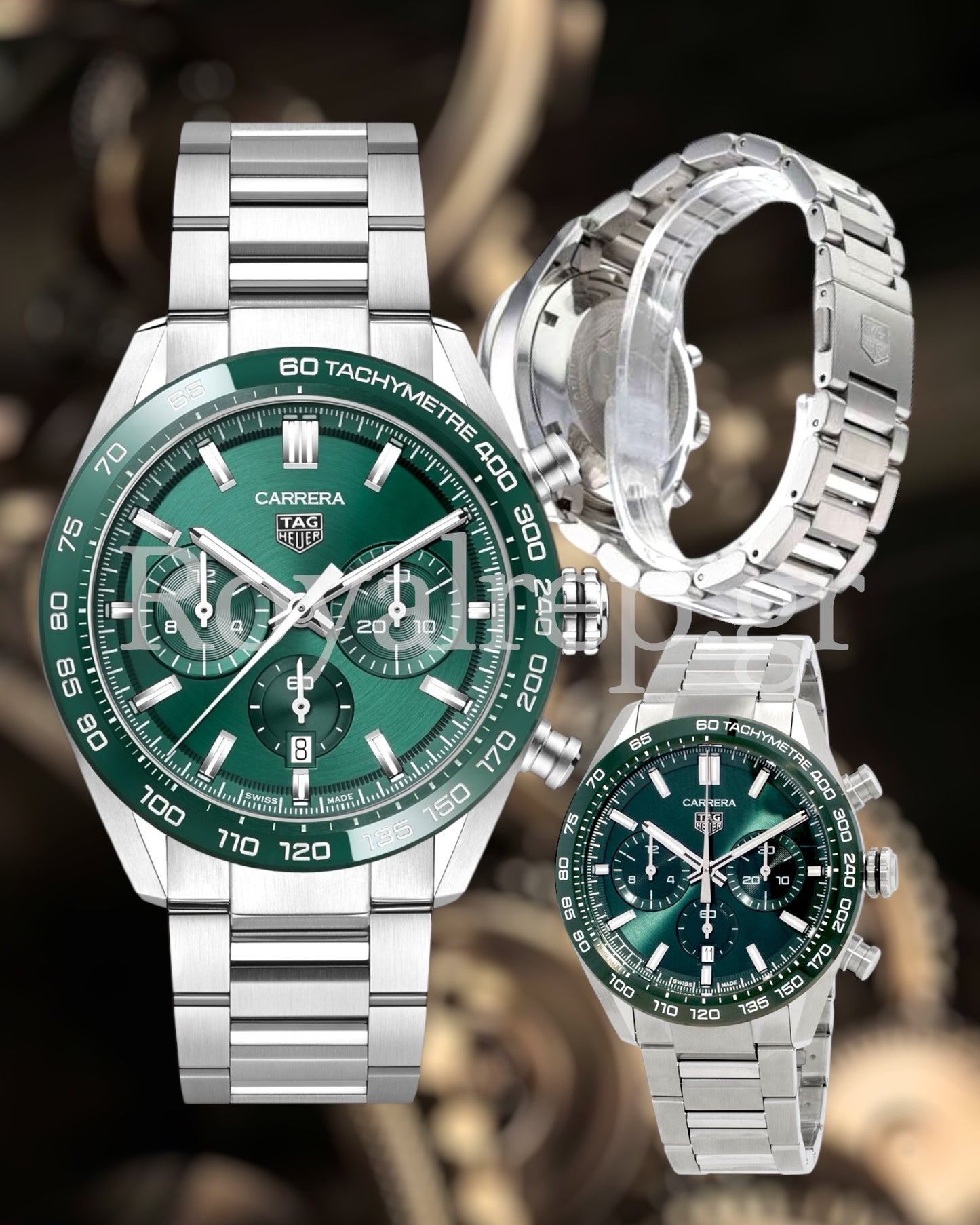 Tag Heuer Carrera Calibre 02 Chronograph Steel Green Dial 44mm CBN2A1N.BA0643