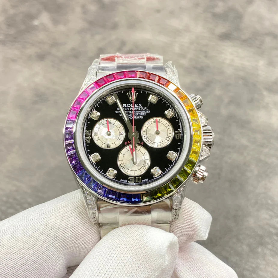Rolex Daytona Cosmograph Steel Black Dial Rainbow 116598RBOW