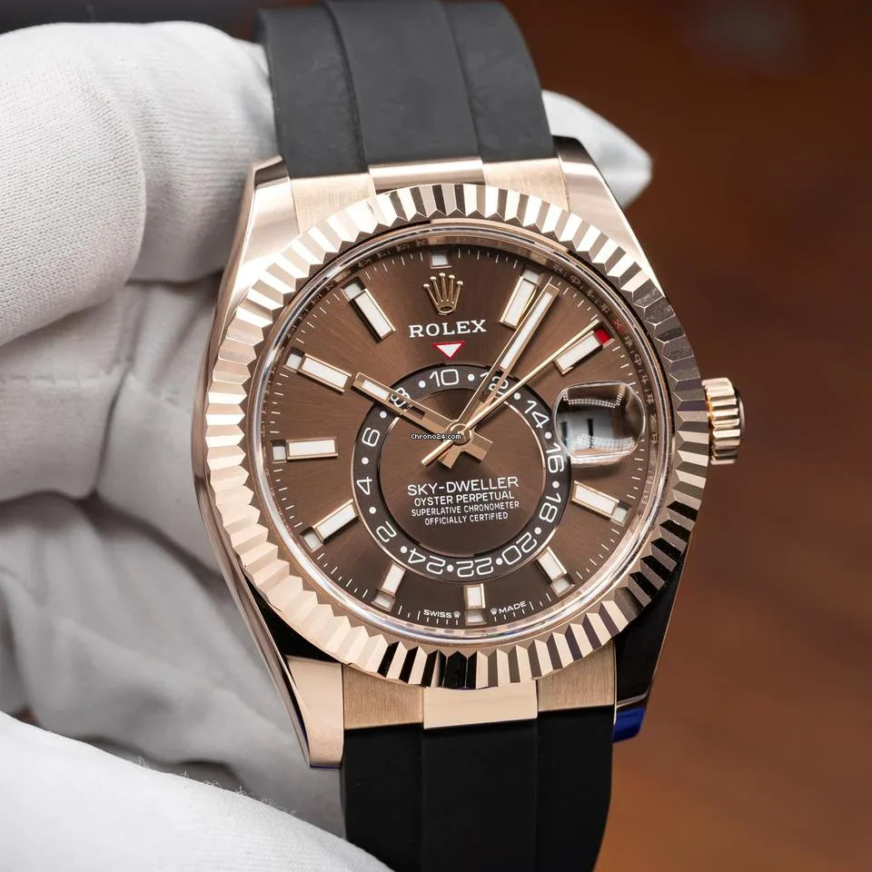 Rolex Sky Dweller Rose Gold Brown Chocolate Dial Oysterflex 336235