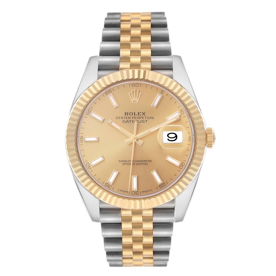 Rolex Datejust 41mm Fluted Champagne Dial Jubilee Steel Gold 126333