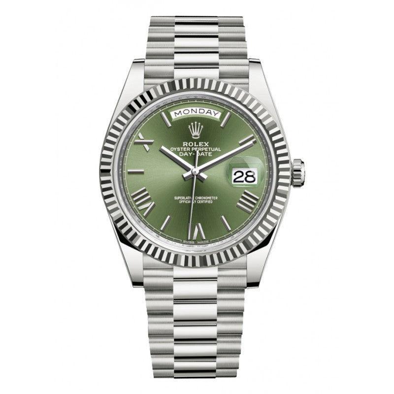Rolex Day-Date White Gold Olive Green Dial 40mm