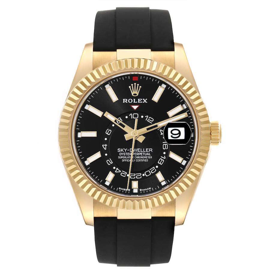 Rolex Sky Dweller Gold Black Dial Oysterflex 336238