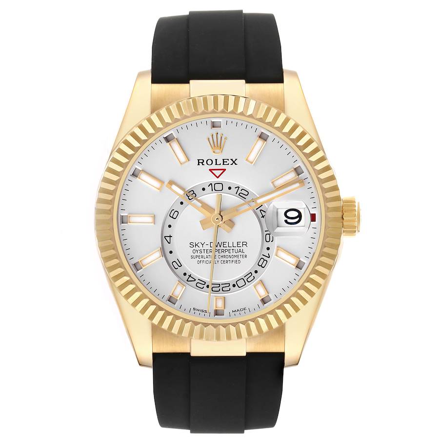 Rolex Sky Dweller Gold White Dial Oysterflex 326238