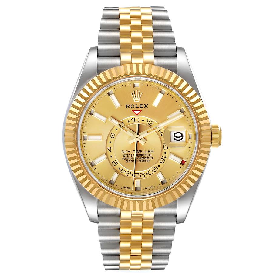 Rolex Sky Dweller Gold Steel Jubilee Champagne Dial 326933